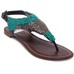 Dolce Vita Women's Slingback Flat Thong Beaded Sandal, Size 8.5 M